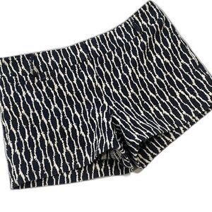 ~ Ann Taylor 8 Shorts LOFT Navy Blue Riviera White Pattern Pockets Belt Loops